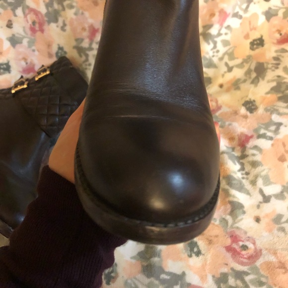 Vince Camuto Brown Leather Quilted Boots Gold 7 - Picture 8 of 8